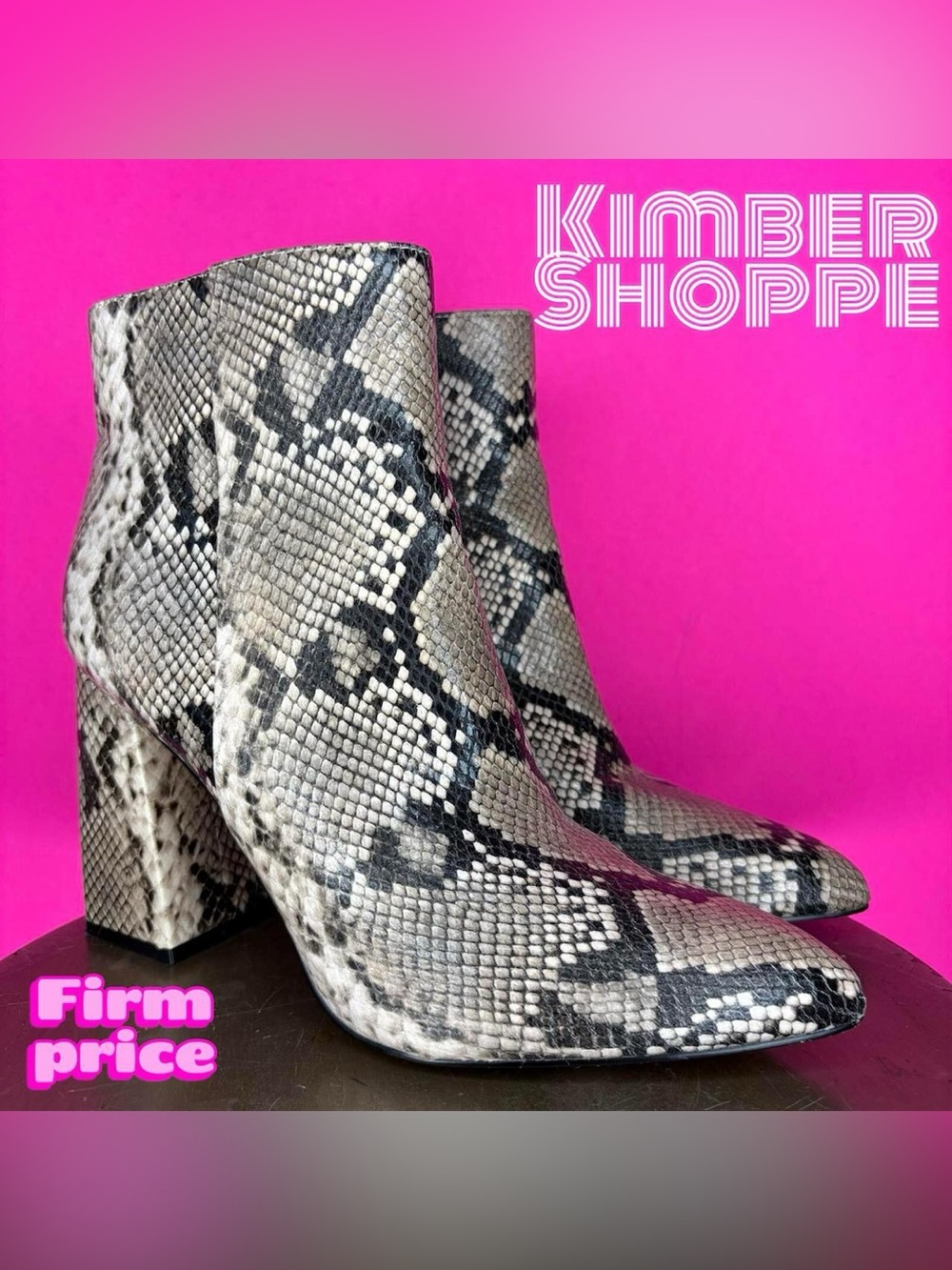 BCBGeneration Briel Snake Print Pointed Toe Heeled Ankled Boot US 9 EU 40